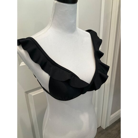 Sophie & Trey Black Padded Ruffle Bikini Top NEW size SMALL - Picture 3 of 6